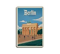 AZOLID Plaque vintage en métal avec inscription « Berlin Brandebourg » - Pour bar, club, cave - Décoration murale rustique - 30 x 20 cm