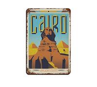AZOLID Vintage Signs Plaque en métal Égypte du Caire Décoration murale pour café, bar, pub, maison 14 x 20 cm