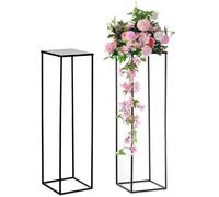 Azomor : deux vases noirs élégants avec support métallique, pour les événements et la décoration d'intérieur
