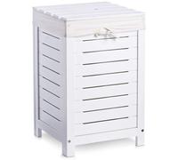 Azomor® : élégant coffre à linge blanc avec insert en toile amovible et couvercle, 35 x 35 x 55 cm