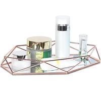 Azomor : élégant rangement en métal pour bijoux et produits de beauté, avec miroir