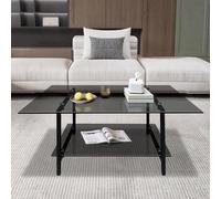 Azomor : élégante table basse rectangulaire en verre avec structure métallique pour le salon
