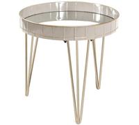 Azomor : élégante table d'appoint avec miroir et structure métallique de style Art déco