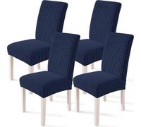 Azomor - Lot de 4 housses de chaise élastiques bleu foncé pour une décoration polyvalente