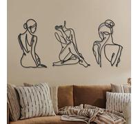 Azomor : lot de trois décorations murales en métal représentant des silhouettes féminines abstraites et minimalistes