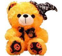 Azomor® Orange fantomatique – Ourson d'Halloween – Peluche toute douce pour la décoration et les cadeaux, 23 cm