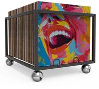 Azomor : rangement mobile pour vinyles avec structure métallique robuste pouvant contenir 100 disques