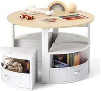 Azomor : table pour enfants spacieuse et sûre, avec quatre chaises et un espace de rangement