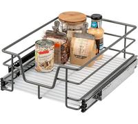 Azomor Tiroir de cuisine extensible avec glissières télescopiques et étagère, gris