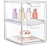 Azomor® Tiroir transparent empilable avec tapis antidérapants pour bureau et salle de bains