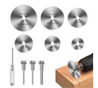 AzureRay Mini scie circulaire pour Dremel, 6 lames de scie pour couper bois/plastique/métal, Compatible accessoires pour Dremel avec adaptateur et tournevis