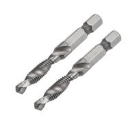 AzureRay Taraud M5 et Foret Hexagonal 1/4" Métallique, Acier Inoxydable Haute Qualité, Ensemble 2 Pièces, Tige Hexagonale, Outil de Taraudage et Forage Spirale en Acier Inoxydable de Haute Qualité(M5)