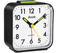 Azxb Réveil analogique, silencieux, sans tic-tac, fonctionne à piles, avec veilleuse, répétition, alarme forte, petite horloge de bureau lumineuse et silencieuse pour chambre à coucher adultes dormant