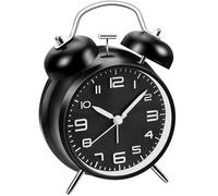 Azyh Réveil fort pour les dormeurs lourds sans tic-tac - Double cloche - Fonctionne avec piles - Réveil en métal avec veilleuse pour chambre à coucher - Rétro analogique - Pour garçons, enfants et