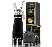 B-ARS Siphon Chantilly 500ml Aluminium Noir, Écumes et Mousses | Douilles plastique et acier, brosse, sac accessoires, écumes sucrées et salées, mousse, chantilly