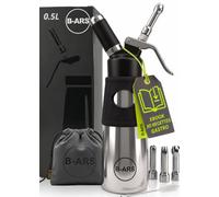 B-ARS Siphon Chantilly 500ml Hybride INOX Blanc, Écumes et Mousses | Bouteille en acier inoxydable et tête en aluminium : corps résistant et partie haute plus agréable à manipuler.