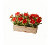 B Baosity Arrangement Floral Artificiel Vintage Romantique, Composition Florale Jardinière en Bois, Compact, Fleur Artificielle Jardinière en Bois, pr Entrée, Rouge
