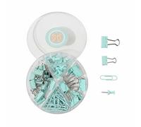 B Baosity Binder Clip Clips Reliure Trombones Punaises Ensemble Fournitures Bureau Métal Surface Lisse Coffret Compartimenté pour Tri Rapide des Documents et, Vert Menthe