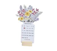 B Baosity Calendrier de Bureau 2025 Support Bois Vase Fleurs Articles Organisation Agenda Décoratif Planification Mensuelle Adapté à Cadeau Bureau Maison Nouvel, Blanc 22x10cm
