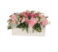 B Baosity Composition Florale Boîte en Bois | Rustique, Pivoines Artificielles en Jardinière, Arroge, Arrangement Pivoines Artificielles, pr Entrée