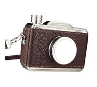 B Baosity Flacon En Acier Inoxydable Forme Caméra Gourde Portable Fiole Bouchon Étanche Léger avec Sangle Convient pour Homme Camping Randonnée Cade, Brun