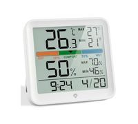 B Baosity Hygromètre Numérique Thermomètre Horloge Électronique d'Humidité Affichage Nettoyage Plastique Portable Adapté au Salon Bureau Chambre Décoration Crèche Plantes d'Intérieur