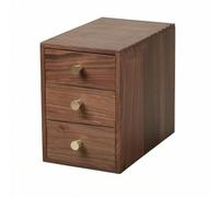 B Baosity Meuble de Rangement à Tiroirs Organisateur Commode Coffret Armoire en Bois de Noyer Massif avec Poignées Métalliques, Petit 13x23x20cm, Noyer Noir D Amérique Du Nord, Poignée Conique