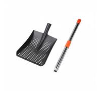 B Baosity Pelle de Drain Extensible pour Égouts, Tige Télescopique en Acier Inoxydable De 80 Cm avec Pelle Carrée Noire Multi-Trous