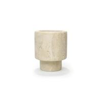 B Baosity Vase Décoratif Vase en Pierre Coupe de Décoration Bol d'Ornement Pierre Poreuse Veinée et Silhouette Cylindrique sur Piédestal Adapté à la Table Basse Bibliothèque Bureau Entrée10x10x12cm