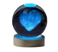 B Baosity Veilleuse LED 3D en Verre avec Motif Cœur, Lampe de Chevet USB, pour Garçons et Filles, 6CM