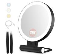 B Beauty Planet Miroir grossissant 30X/1X, Double Face, Miroir de Maquillage Rond