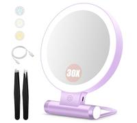 B Beauty Planet Miroir grossissant 30X/1X, Double Face, Miroir de Table pivotant à 360°, Miroir de Maquillage Rond