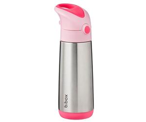 b.box Bouteille d'eau isotherme de 500 ml - Garde les boissons froides 15 heures, chaudes 8 heures, bouteille d'eau à triple paroi en acier inoxydable pour enfants avec paille en silicone à débit