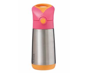 b.box Thermos Mini bouteille isotherme avec paille Pink Orange 1 pcs