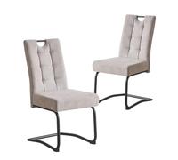 B&D Home Chaises de Salle à Manger Sofia Lot de 2, Chaises à piétement Luge Chaise à Bascule pour Salle à Manger, Cuisine, Salon, Bureau, Tissu Gris, 11125-GRAU-2