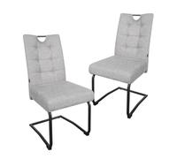 B&D home Chaises de Salle à Manger Sofia Lot de 2, Chaises à piétement Luge Chaise à Bascule pour Salle à Manger, Cuisine, Salon, Bureau, Tissu Gris Clair, 11125-WS06-2