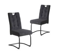 B&D Home Chaises de Salle à Manger Sofia Lot de 2, Chaises à piétement Luge Chaise à Bascule pour Salle à Manger, Cuisine, Salon, Bureau, Tissu Anthracite, 11125-ANTR-2