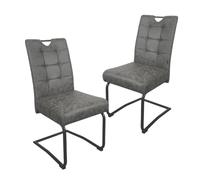 B&D home Chaises de Salle à Manger Sofia Lot de 2, Chaises à piétement Luge Chaise à Bascule pour Salle à Manger, Cuisine, Salon, Bureau, Microfibre Gris foncé, 11125-MF28-2