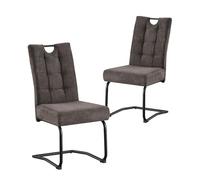 B&D Home Chaises de Salle à Manger Sofia Lot de 2, Chaises à piétement Luge Chaise à Bascule pour Salle à Manger, Cuisine, Salon, Bureau, Tissu Marron, 11125-CAPU-2