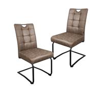 B&D home Chaises de Salle à Manger Sofia Lot de 2, Chaises à piétement Luge Chaise à Bascule pour Salle à Manger, Cuisine, Salon, Bureau, Microfibre Marron, 11125-MF03-2