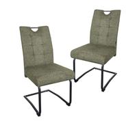 B&D home Chaises de Salle à Manger Sofia Lot de 2, Chaises à piétement Luge Chaise à Bascule pour Salle à Manger, Cuisine, Salon, Bureau, Tissu Vert, 11125-WS07-2