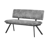 B&D Home Juna Banc 140cm rembourré avec Dossier en métal, Aspect Daim Gris, Style Industriel Moderne, pour Salle à Manger et entrée, 11310-140-GRAU