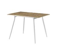 B&D home Table de Salle à Manger Jonte, Extensible 80-120 x 80 cm, 4 Personnes Table de Cuisine en Bois avec Structure métallique pour Salle à Manger, Cuisine, Aspect chêne, 11219-80-FW-EIDA