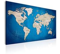 B&D XXL Carte Du Monde 120x80 cm Tableau En Liège & Tableau Sur Toile Intissee XXL Impression Tableaux d'affichage Décoration Photo Image Artistique Photographie Graphique Memoboard k-A-0056-p-b