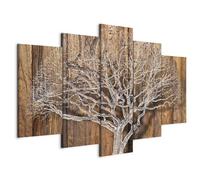 B&D XXL - Grand Tableau Décoration Murale Chambre, Nature, 200x100 cm | Clous Inclus, Impression sur Toile, Tableaux, Posters et Arts Décoratifs, Bois Arbres Forêt Feuilles Motif Graphique Plantes