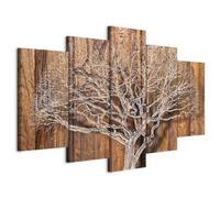 B&D XXL - Grand Tableau Mural Décoration Moderne Salon, Nature, 150x75 cm | Clous Inclus, Impression sur Toile, Tableaux, Posters et Arts Décoratifs, Bois Arbres Forêt Feuilles Motif Graphique Plantes