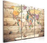 B&D XXL - Tableau en Liège Monde 60x40 cm - Tableau d'Affichage Mappemonde Cadre en Bois Grande Décoration Murale pour Bureau Maison - Carte de voyage style vintage k-C-0035-p-f
