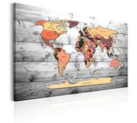 B&D XXL Tableau en Liège Mural Décoratif Carte du Monde 120x80 cm | Punaises Incluses, Panneau en Liège et Tableau sur Toile 2-en-1, Décoration Murale, Idéal pour Notes au Bureau, Idée Cadeau