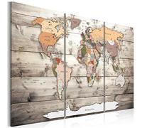 B&D XXL Tableau en Liège Mural Décoratif Carte du Monde 120x80 cm | Punaises Incluses, Panneau en Liège et Tableau sur Toile 2-en-1, Décoration Murale, Idéal pour Notes au Bureau, Idée Cadeau