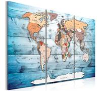 B&D XXL Tableau en Liège Mural Décoratif Carte du Monde 120x80 cm | Punaises Incluses, Panneau en Liège et Tableau sur Toile 2-en-1, Décoration Murale, Idéal pour Notes au Bureau, Idée Cadeau